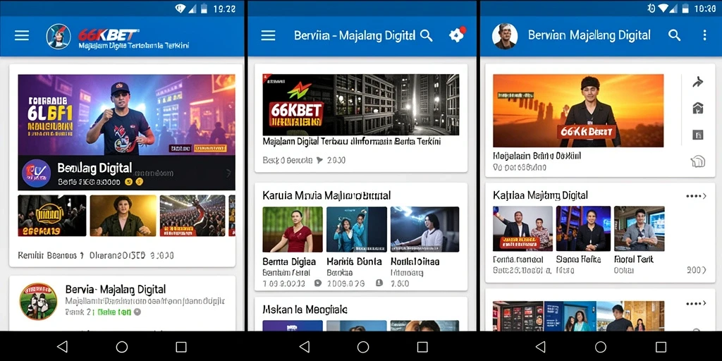 Antarmuka aplikasi 66KBET dengan berita dan artikel terbaru.