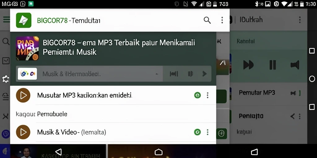 Antarmuka pengguna BIGCOR78 menampilkan kemudahan akses untuk pemutar MP3.