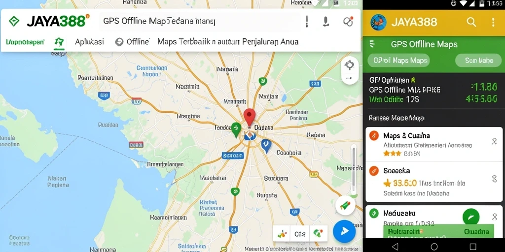 Antarmuka aplikasi JAYA388 menampilkan peta detail GPS Offline Maps.