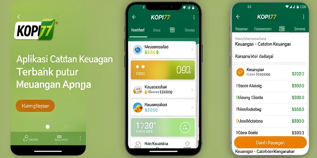 Tampilan antarmuka aplikasi KOPI77 untuk catatan keuangan yang jelas dan informatif.