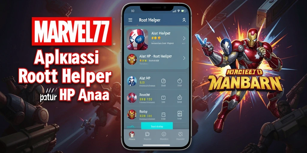 Tampilan antarmuka utama dari aplikasi Root Helper MARVEL77.