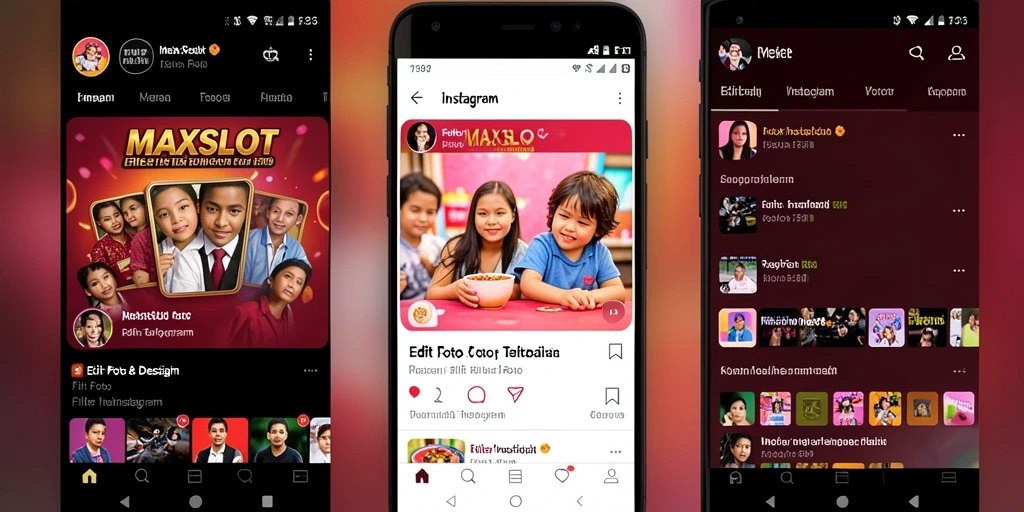 Antarmuka pengguna aplikasi MAXSLOT yang menarik untuk Filter Instagram.