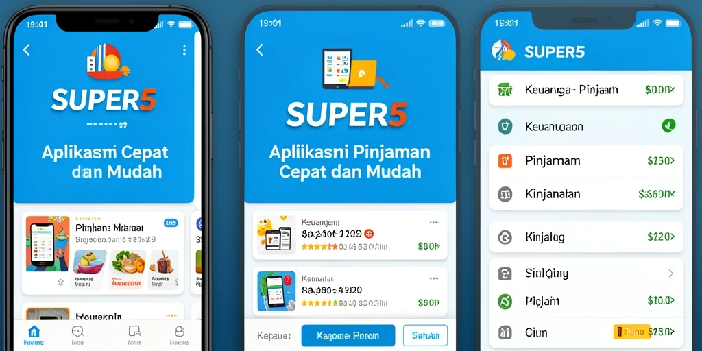 Tampilan antarmuka aplikasi SUPER5 yang sederhana dan fungsional.