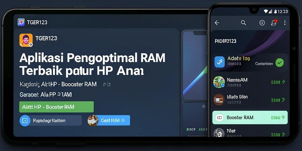 Tampilan antarmuka TGER123 yang bersih dan simpel untuk optimalisasi RAM.